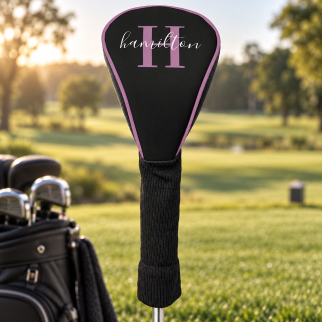 Stylish Purple Monogram Name Initial Golf Head Cover (Creator Uploaded)