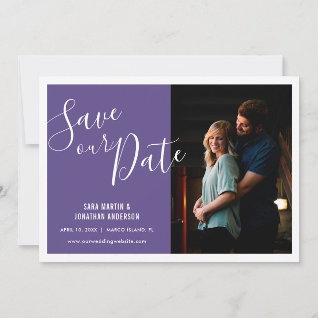 Stylish Purple | Photo Save the Date (Front)