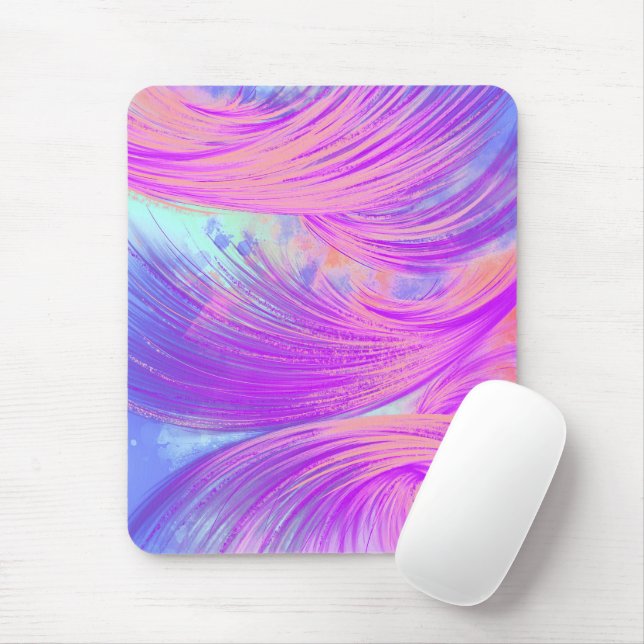Stylish purple pink Abstract Feathers Mouse Pad (With Mouse)