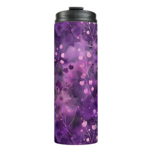 Stylish purple pink abstract floral pattern thermal tumbler