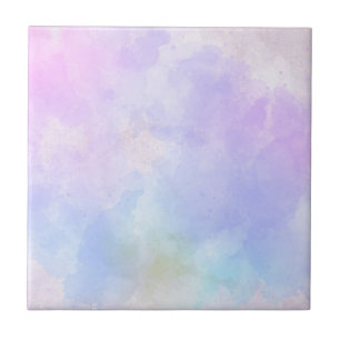 Stylish Purple Pink Blue Abstract Watercolor Ceramic Tile