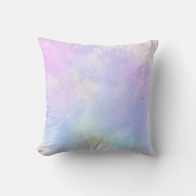 Stylish Purple Pink Blue Abstract Watercolor Cushion (Front)