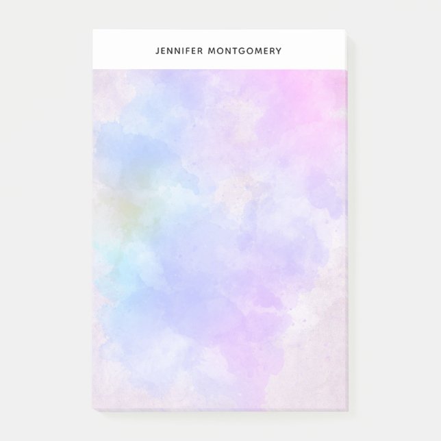 Stylish Purple Pink Blue Abstract Watercolor Post-it Notes (Front)