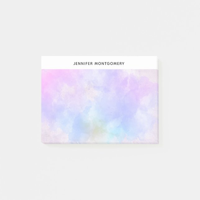 Stylish Purple Pink Blue Abstract Watercolor Post-it Notes (Front)