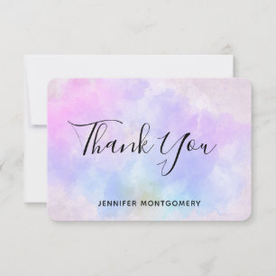 Stylish Purple Pink Blue Abstract Watercolor Thank You Card