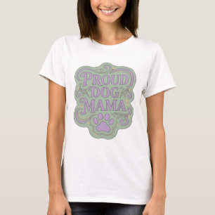 Stylish Purple PROUD DOG MAMA Statement Design T-Shirt
