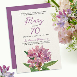 Stylish Purple Rhododendron Garden Flower 70th Invitation