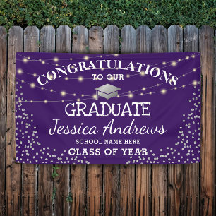 Stylish Purple & Sliver Class of 2025 Graduation Banner
