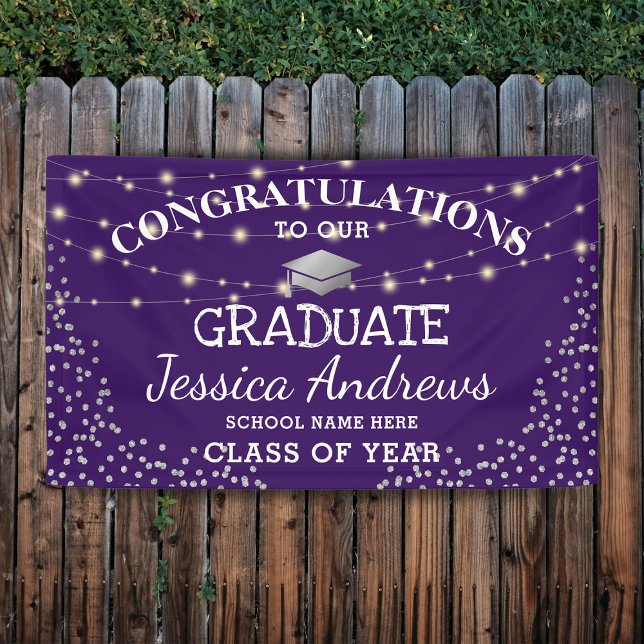 Stylish Purple & Sliver Class of 2025 Graduation Banner (Creator Uploaded)