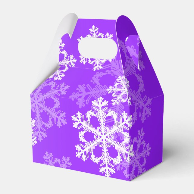 Stylish Purple Snowflakes Modern Christmas pattern Favour Box (Front Side)