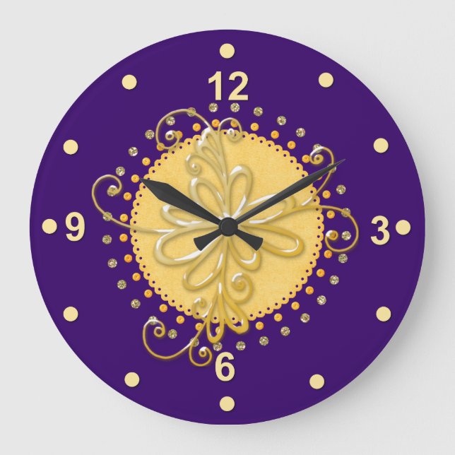 Stylish Purple & Yellow Wall Clock (Front)