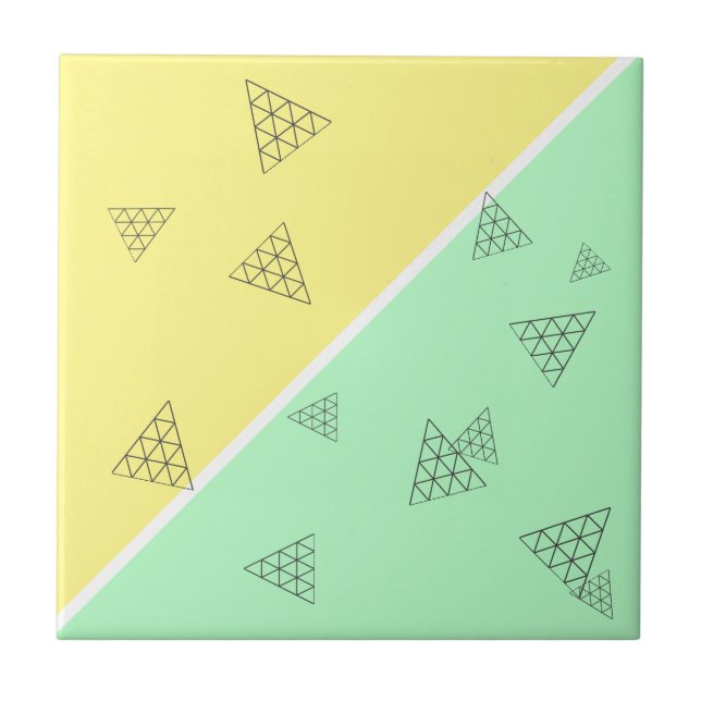 Stylish Pyramid Triangle Geometry Pastel Ceramic Tile (Front)