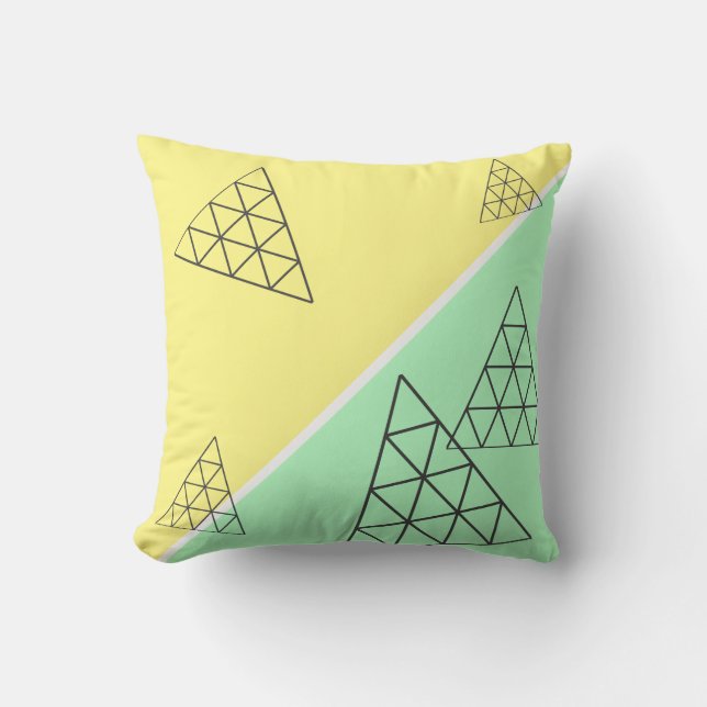 Stylish Pyramid Triangle Geometry Pastel Cushion (Front)