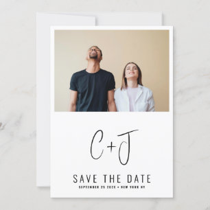 STYLISH   QR Code Modern Simple Photo Border Save The Date