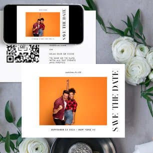 STYLISH   QR Code Modern Simple Photo Border Save The Date