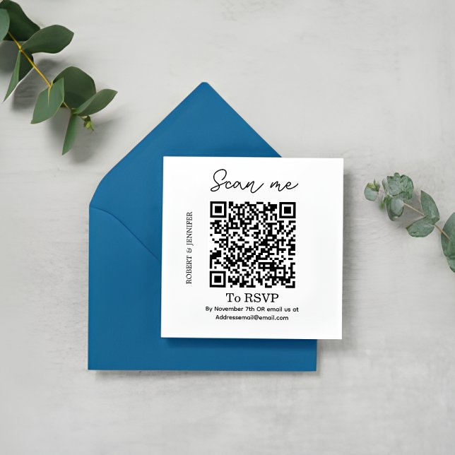 Stylish QR Code Wedding RSVP Card, Online Reply  Enclosure Card (Elegant Wedding RSVP Card)