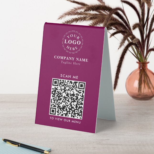 Stylish QR Code Wine Table Tent Menu for Restauran (In SItu (Table))