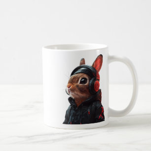 Stylish Rabbit In Black Hoodie And Headphones Digi Coffee Mug