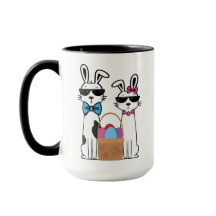 Stylish Rabbits with Easter Basket