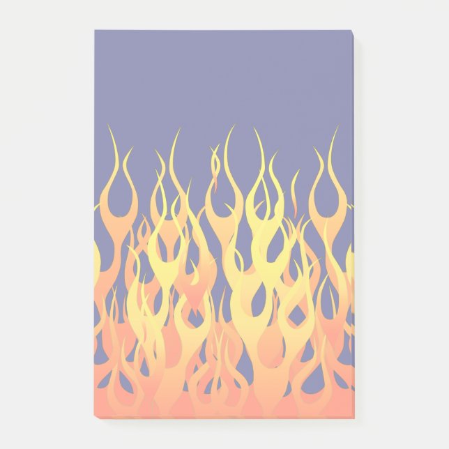 Stylish Racing Flames Fire on Navy Blue Post-it Notes (Front)
