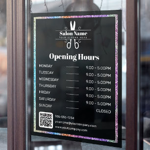 Stylish Rainbow Glitter Hair Salon Opening Hours