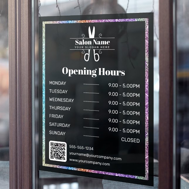 Stylish Rainbow Glitter Hair Salon Opening Hours (Creator Uploaded)