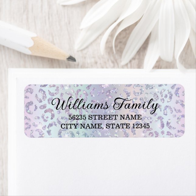 stylish rainbow leopard glitters luxury modern return address label (Insitu)