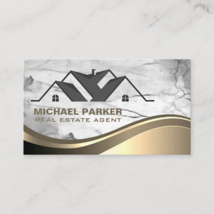 Stylish Real Estate Logo   Marble Stone Business Card
