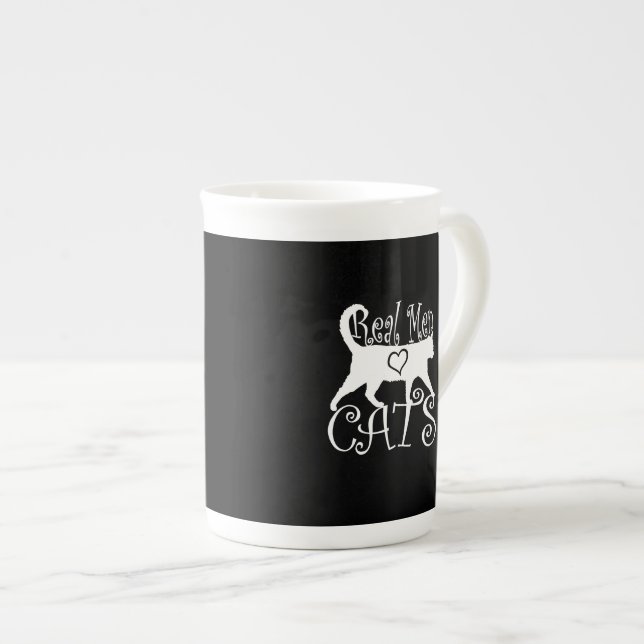 Stylish Real Men Love Cats Bone China Mug (Front Right)