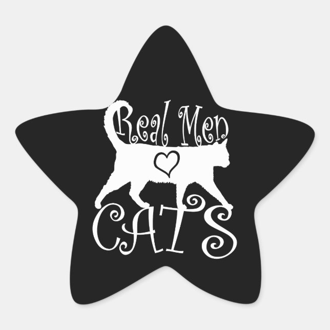 Stylish Real Men Love Cats Star Sticker (Front)
