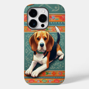 Stylish Realistic 3D Beagle Dog Colourful Border Case-Mate iPhone 14 Pro Case