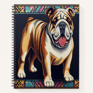 Stylish Realistic Bulldog with A Colourful Frame Notebook