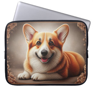 Stylish Realistic Colourful Border Corgi Dog Browe Laptop Sleeve
