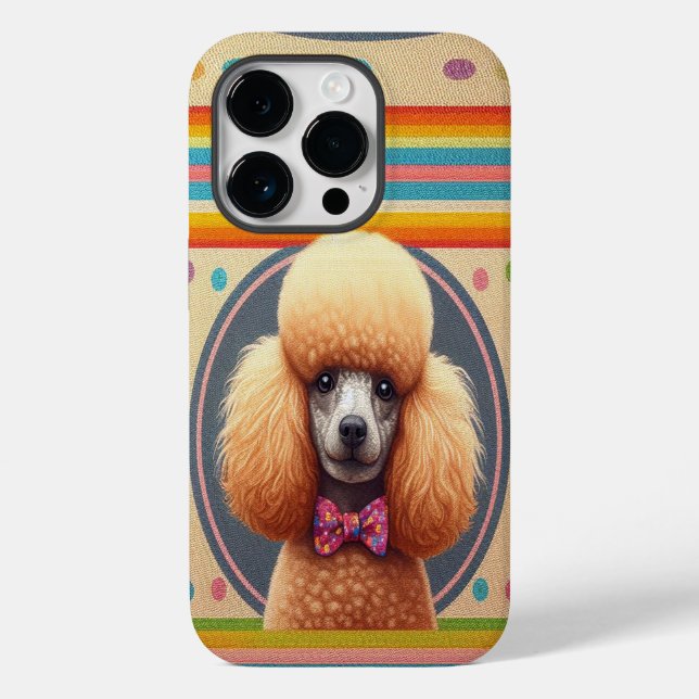 Stylish Realistic Cute Poodle Dog Colourful Border Case-Mate iPhone Case (Back)