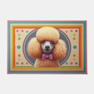 Stylish Realistic Cute Poodle Dog Colourful Border Doormat