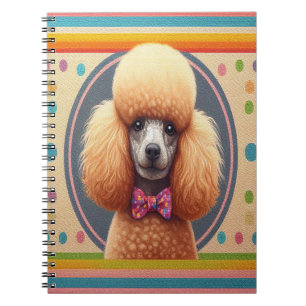 Stylish Realistic Cute Poodle Dog Colourful Border Notebook