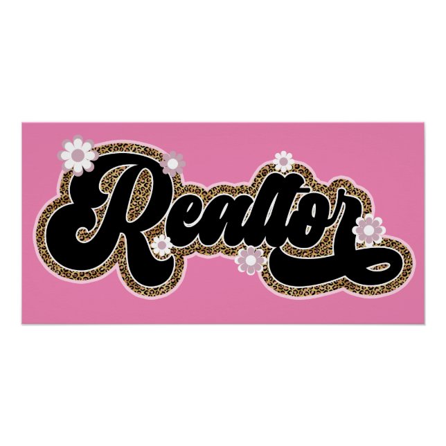 Stylish Realtor Girl Glitter Floral Glossy Poster (Front)