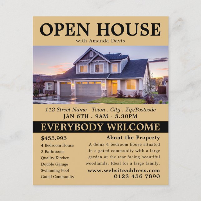 Stylish Realtor Open House Advertising Flyer (Front)