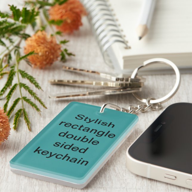 Stylish rectangle double sided keychain (Front Right)