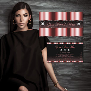 Stylish Red and Black Sparkling Diamonds Elegant Business Card