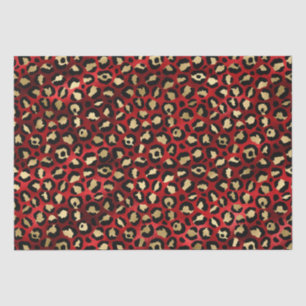 Stylish Red and Gold Foil Leopard Spots Tissue Paper