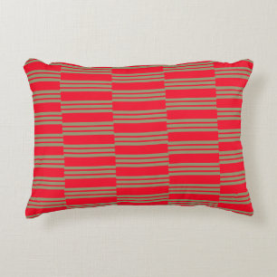 Stylish Red and Green Stripes Decorative Cushion