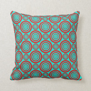 Stylish Red and Turquoise Modern Pattern Cushion