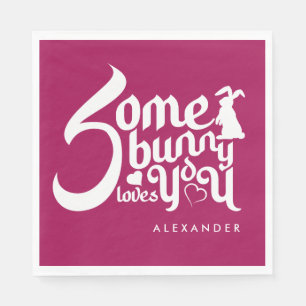 Stylish Red And White Bunny Pun Mediaeval Typo Napkin