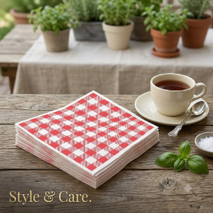 Stylish Red and White Chequered Standard Luncheon Napkin