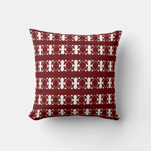 Stylish Red and White Diamond Pattern Cushion (Front)