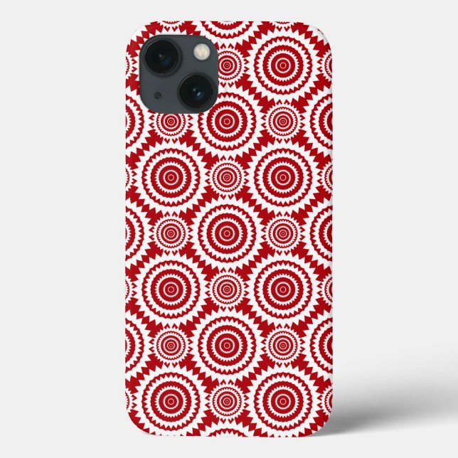 Stylish Red and White Geometric Circles Pattern Case-Mate iPhone Case (Back)