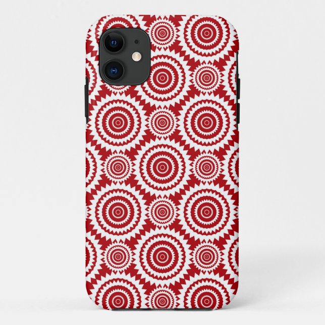 Stylish Red and White Geometric Pattern Case-Mate iPhone Case (Back)