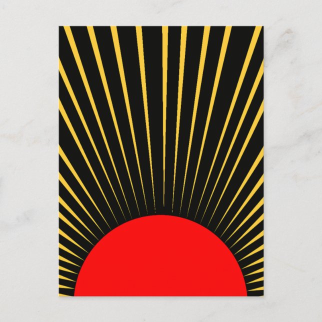 Stylish Red and Yellow Sun Rays Postcard (Front)
