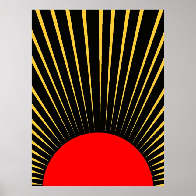 Stylish Red and Yellow Sun Rays Poster (Front)